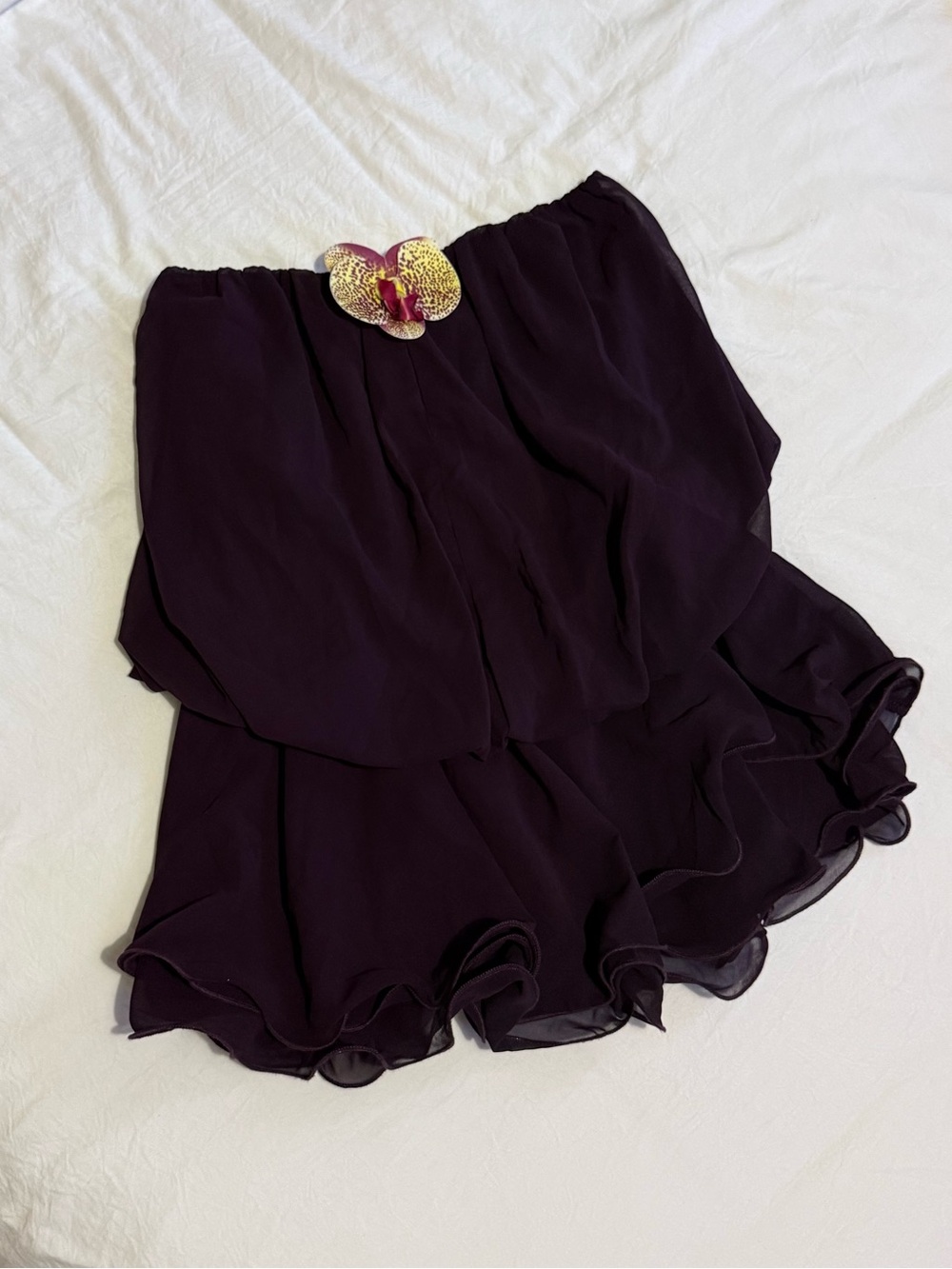 SHEIN Purple Strapless Ruffled Mini Dress
